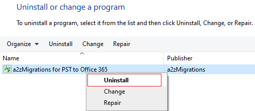 uninstall PST to Office 365 Tool